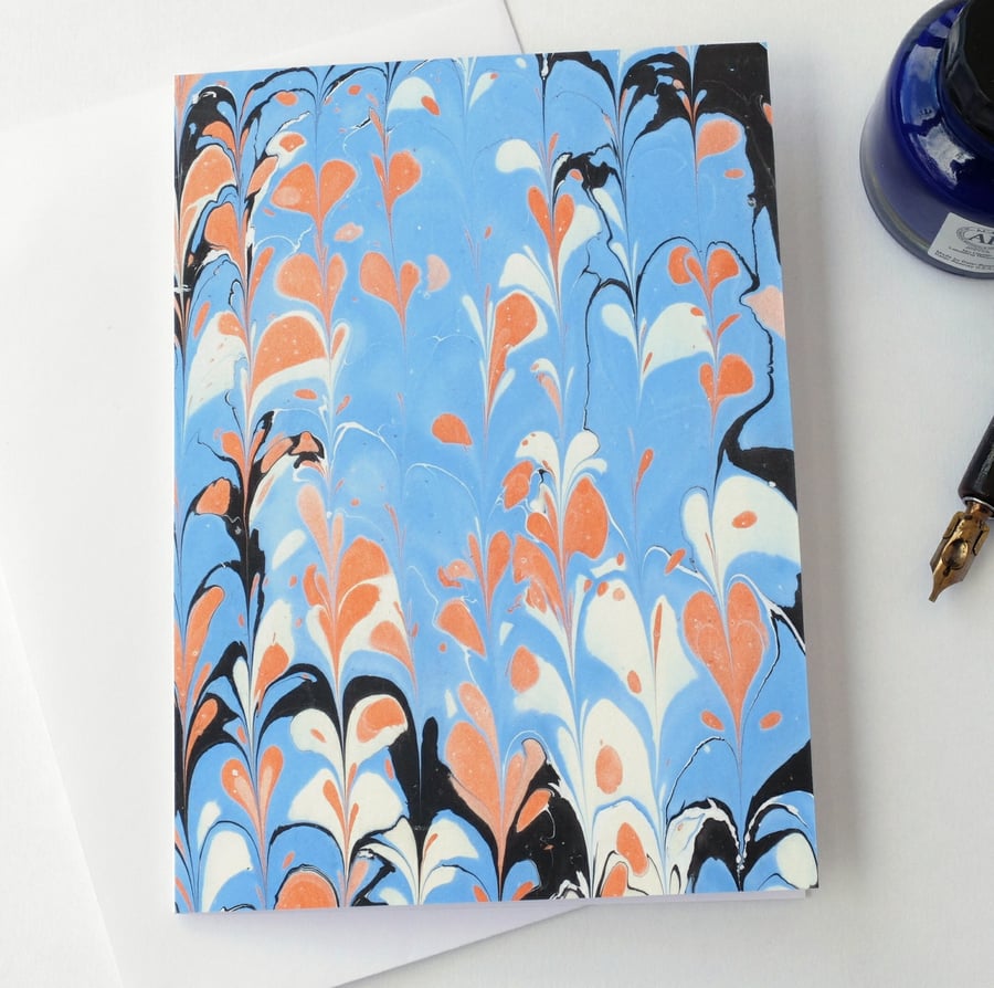 Marbled paper art greetings card pattern metallic non-pareil pattern valentines