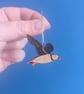 Mini Hand Painted Wooden Puffin Bird Drop Earrings - Image 4