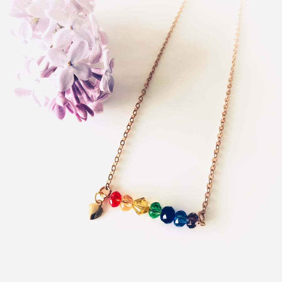 Rainbow necklace with heart