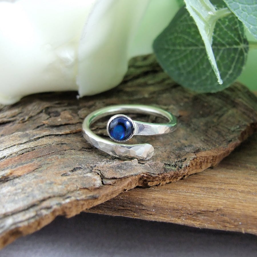 Sterling Silver and Paua Shell Ring. UK Size Medium Adjustable Fit O-Q