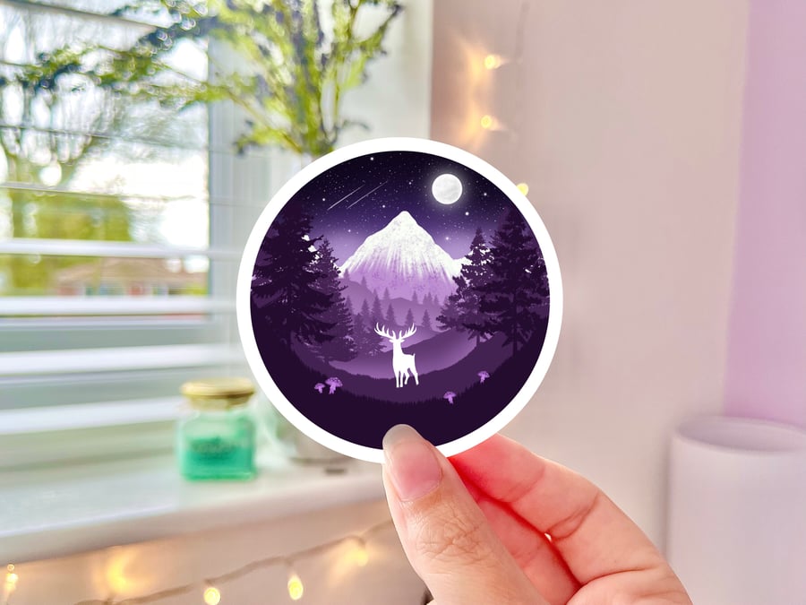 White Stag Vinyl Sticker, Wildlife Stickers, Mountain And Forest Sticker.