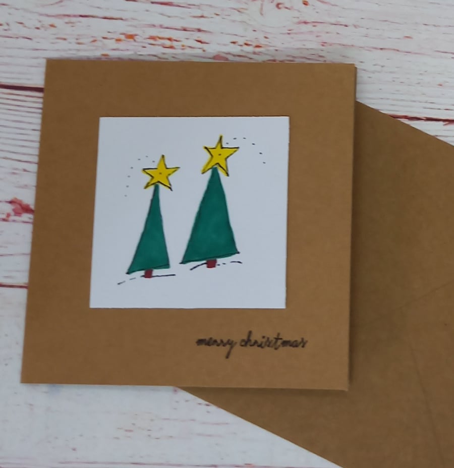 Christmas Tree Card, Hand-drawn Greetings Card