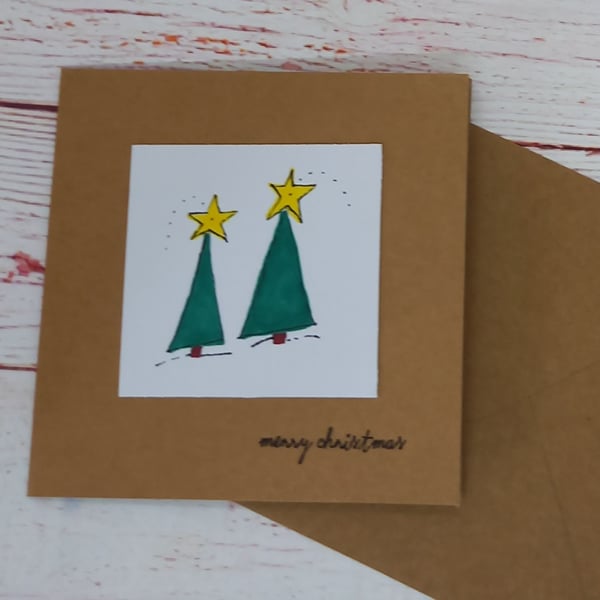 Christmas Tree Card, Hand-drawn Greetings Card