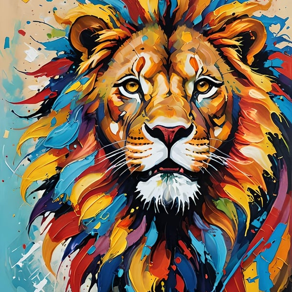 A4 Print Rainbow Lion 