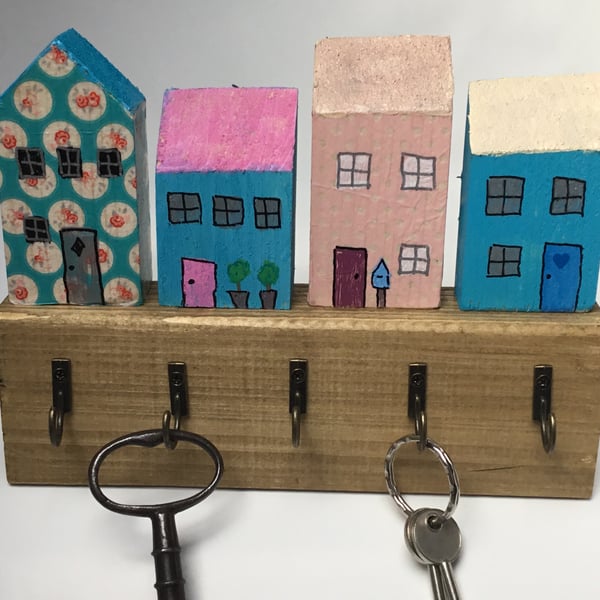Key hook- rustic, recycled, wooden cottages. 