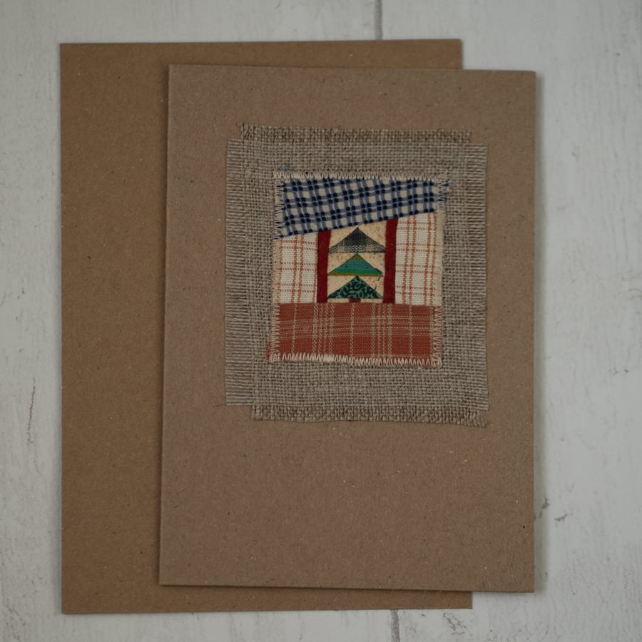 Teeny Tiny Patchwork Tree Textile Greetings Card 