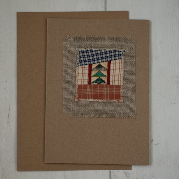 Teeny Tiny Patchwork Tree Textile Greetings Card 