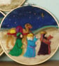 Set of 3 Nativity Needle Felted Hoop Christmas Decorations - Image 2