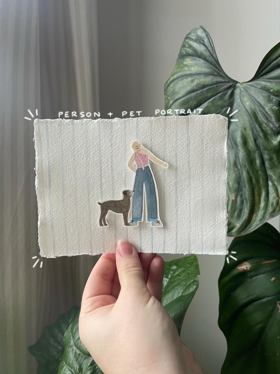 Custom Person Pet Portrait - Handmade A6 Illustration