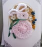 Pretty Rabbit Aperture Card  -  Cosy Crochet Rabbit Card -  Treasured Keepsake