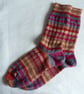Hand-cranked Knitted Ribbed Wool Socks Size 8 to 9 - Image 2