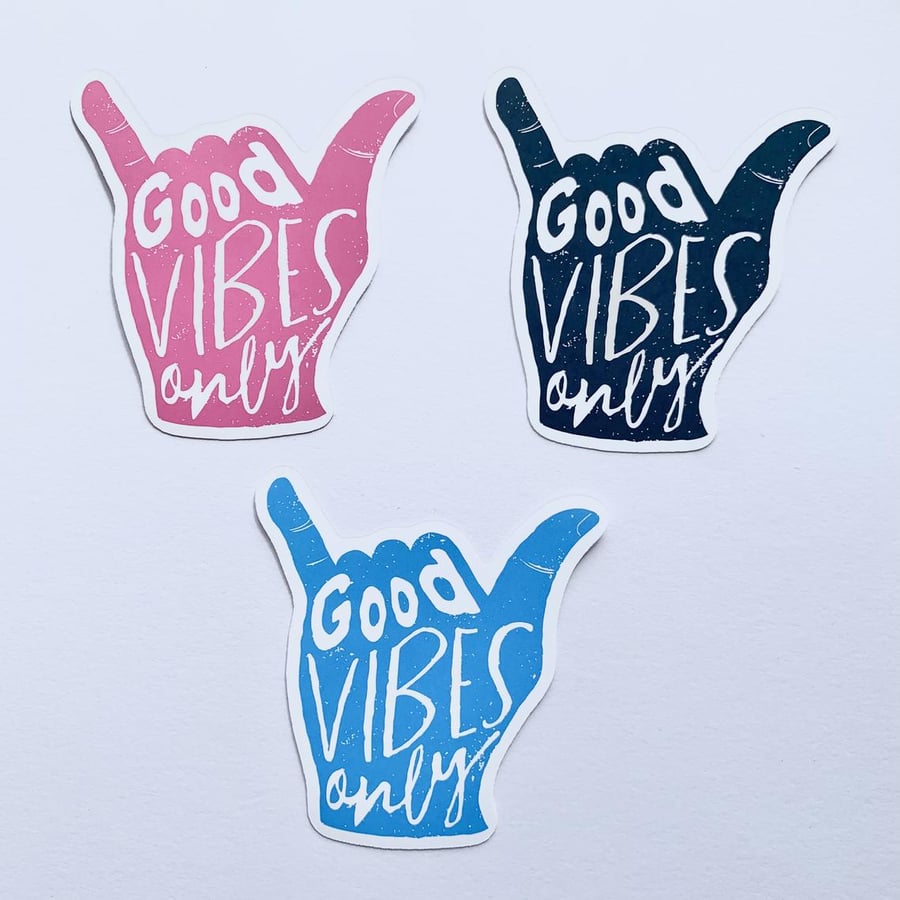 Good Vibes Only Shaka Illustrated Sticker