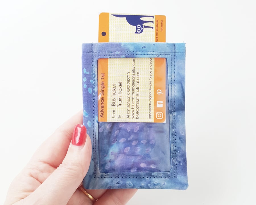 Blue Batik Travel Card holder, Bus & Train tickets - Free P&P