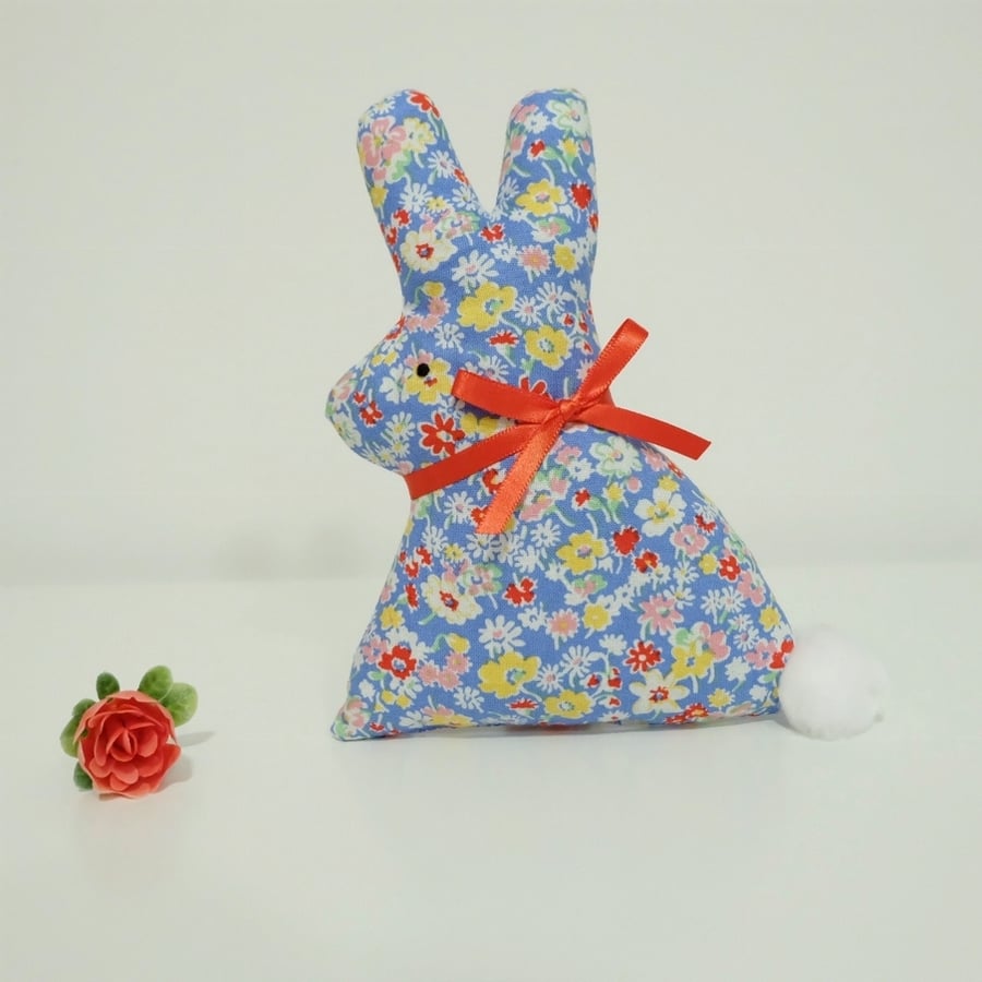 Rabbit Lavender Sachet, Blue Ditsy Floral Easter Bunny Rabbit Scented Sachet 