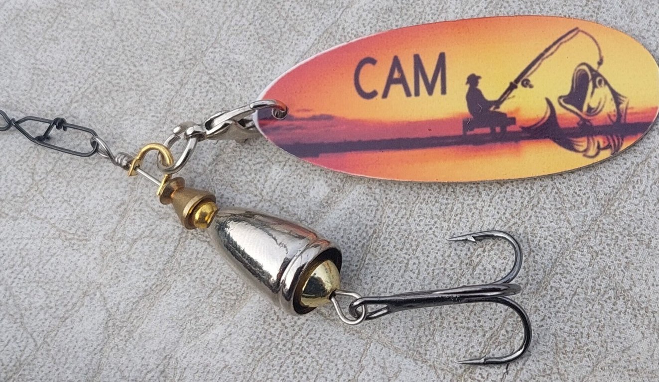 Personalised Fishing lure custom spinner great gift for any angler!