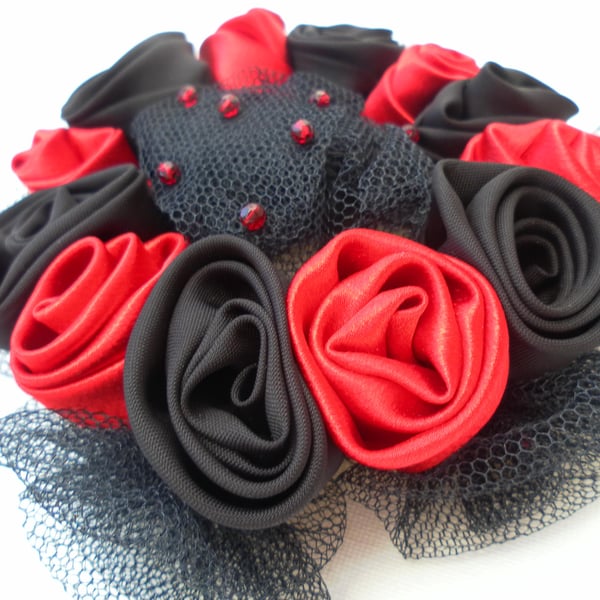  Hair accessory, black and red roses, Bride, Bridesmaid