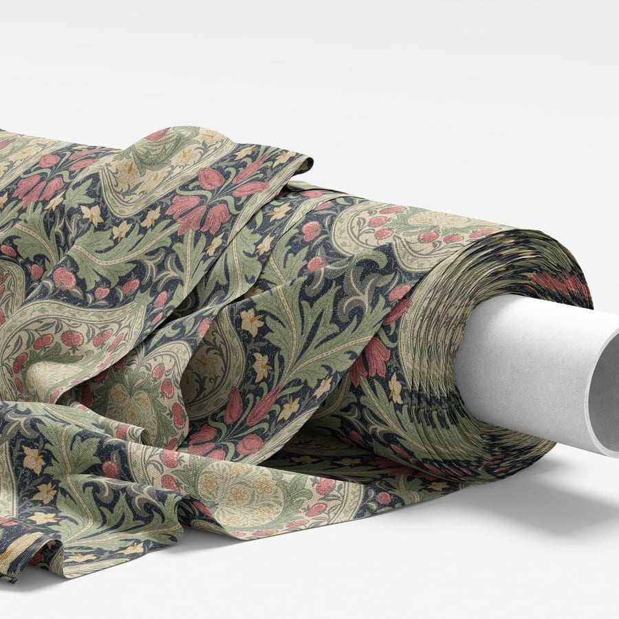 William Morris Fabric - Eden Midnight Navy Blue - Soft Furnishing Fabric