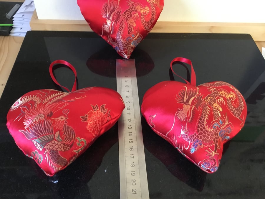 Beautiful oriental fabric heart. CC553. 