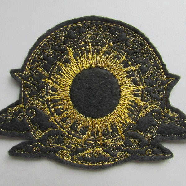 Golden Sun Embroidered Sew on Applique Patch