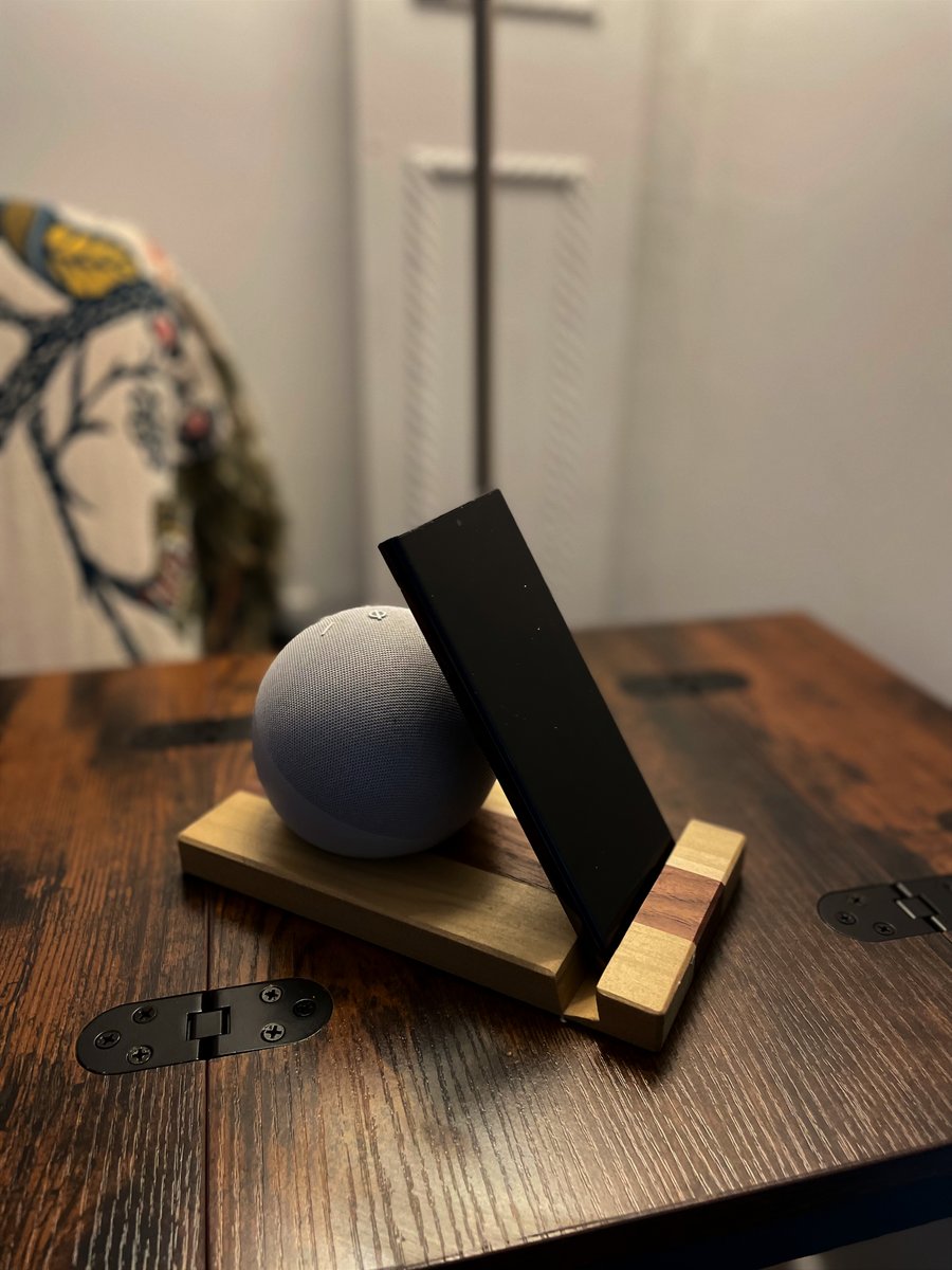 Echo Dot Stand – Tulipwood & Walnut Speaker & Phone Stand – No.03