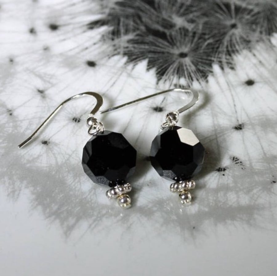 Black Swarovski Crystal drop earrings
