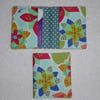 Flip Card Wallet. Flowers on Pale Green Print Fabric