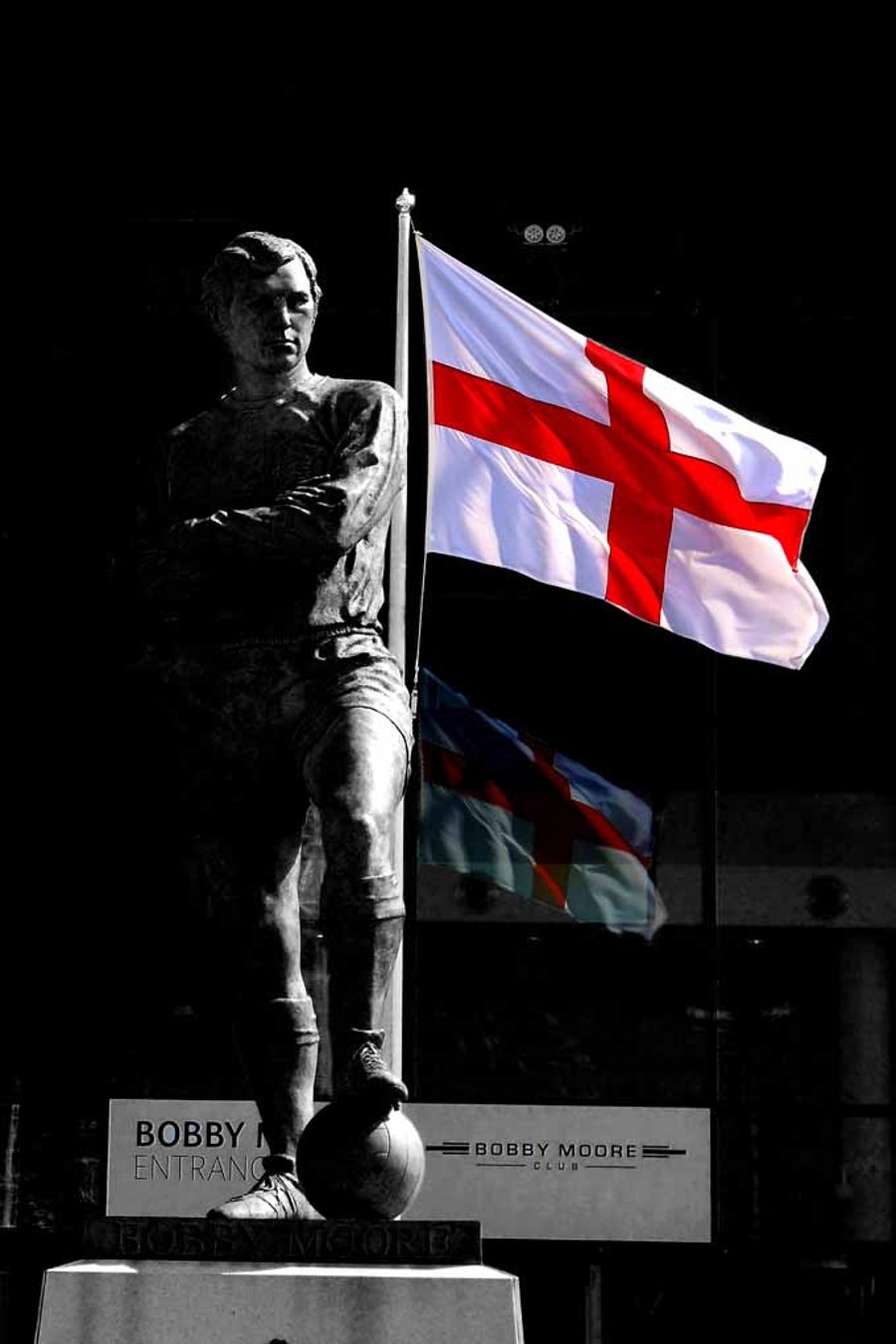 Bobby Moore Statue England Flag Wembley Stadium Photograph Print