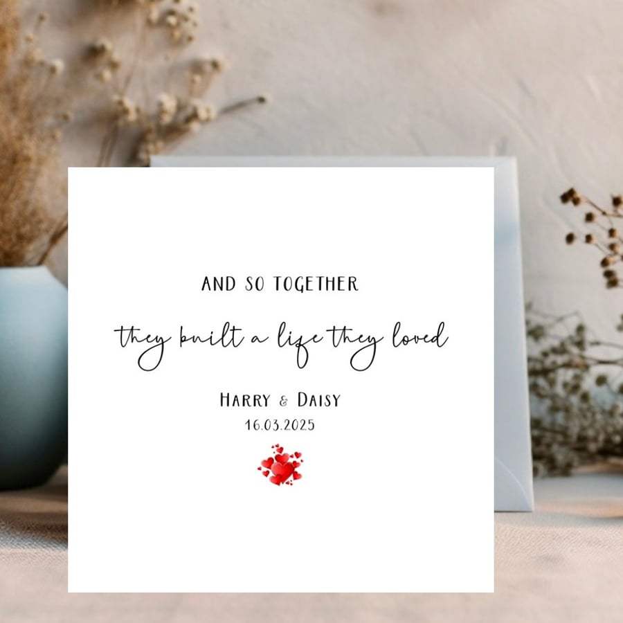 Typology Script with Names Personalised Engagement and Congratulations card