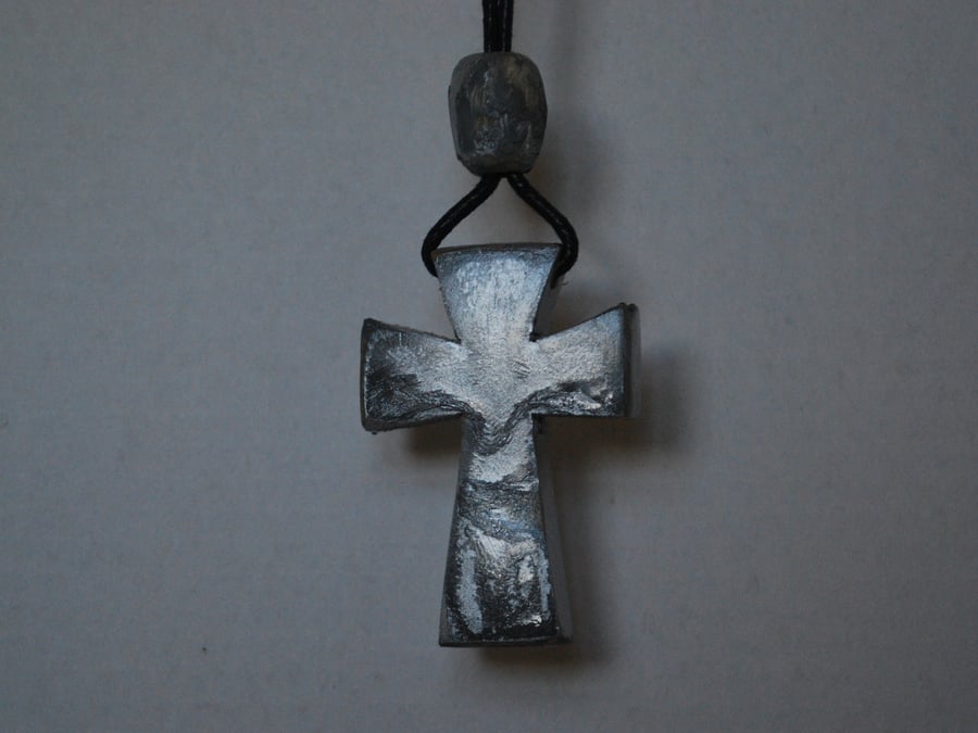 Celtic cross pendant distressed silver