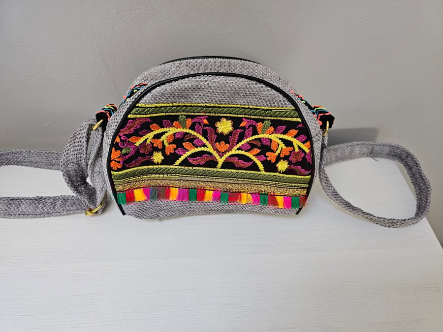 Textured Felt Artisan Cross Body Bag