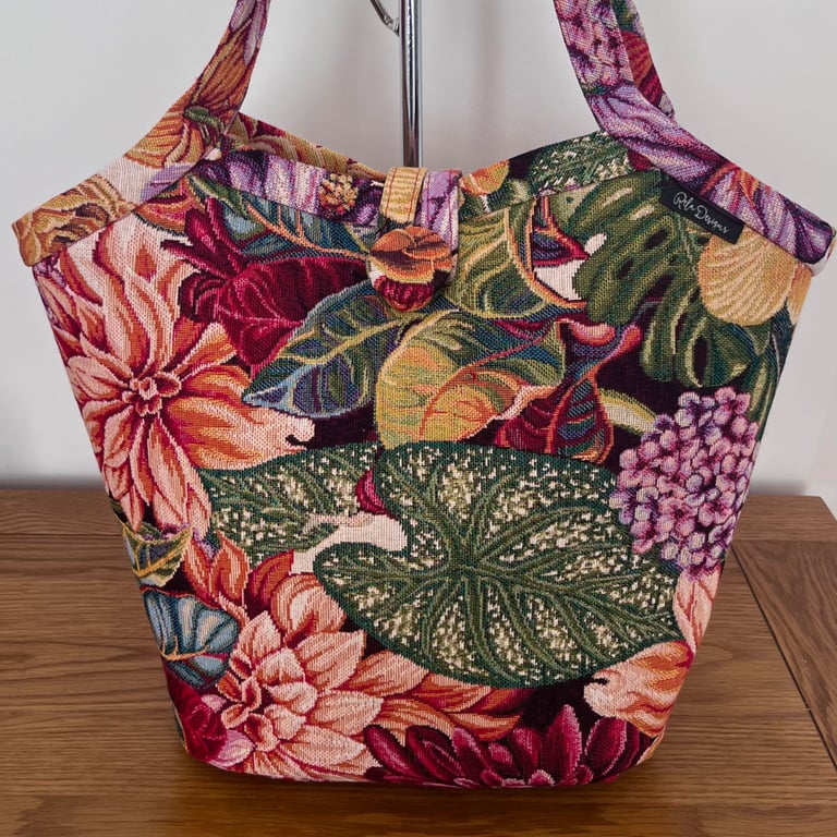 Bucket bags  tote bags exotic flowers and leaves
