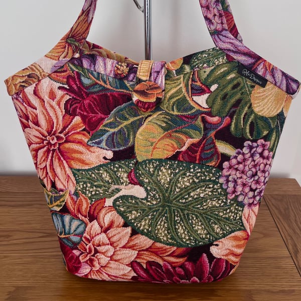 Bucket bags  tote bags exotic flowers and leaves