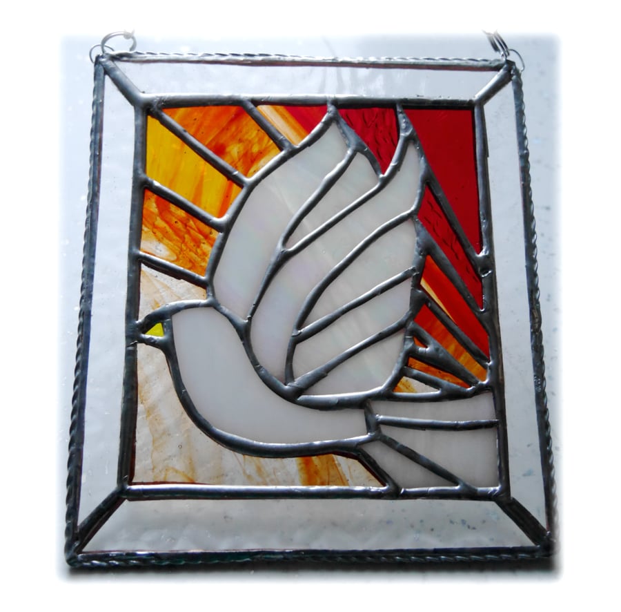 Sunset Dove Stained Glass Picture Suncatcher Handmade 009