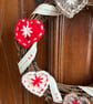 Scandi-style Christmas wreath with crocheted hearts and ribbon - Image 3