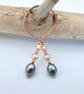 Freshwater Pearl & Rose Vermeil Hoop Earrings, June Birthday, 30th Anniversary