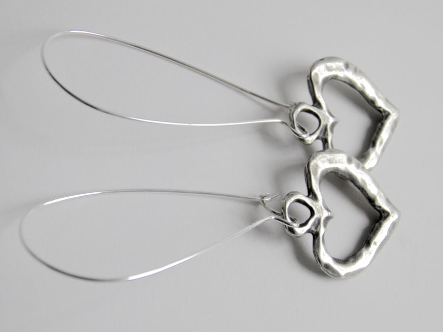 Silver Heart Earrings Large