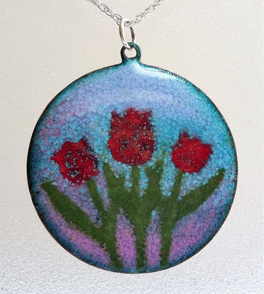 Tulip pendant in enamelled copper 115