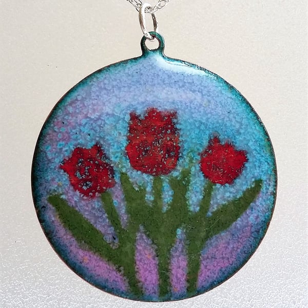 Tulip pendant in enamelled copper 115