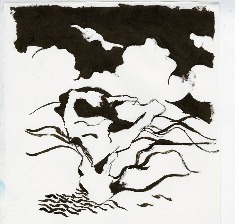 Air becomes earth, Pen on paper, available framed or unframed.