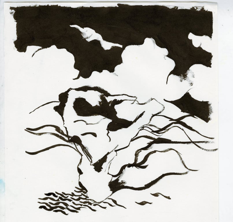 Air becomes earth, Pen on paper, available framed or unframed.