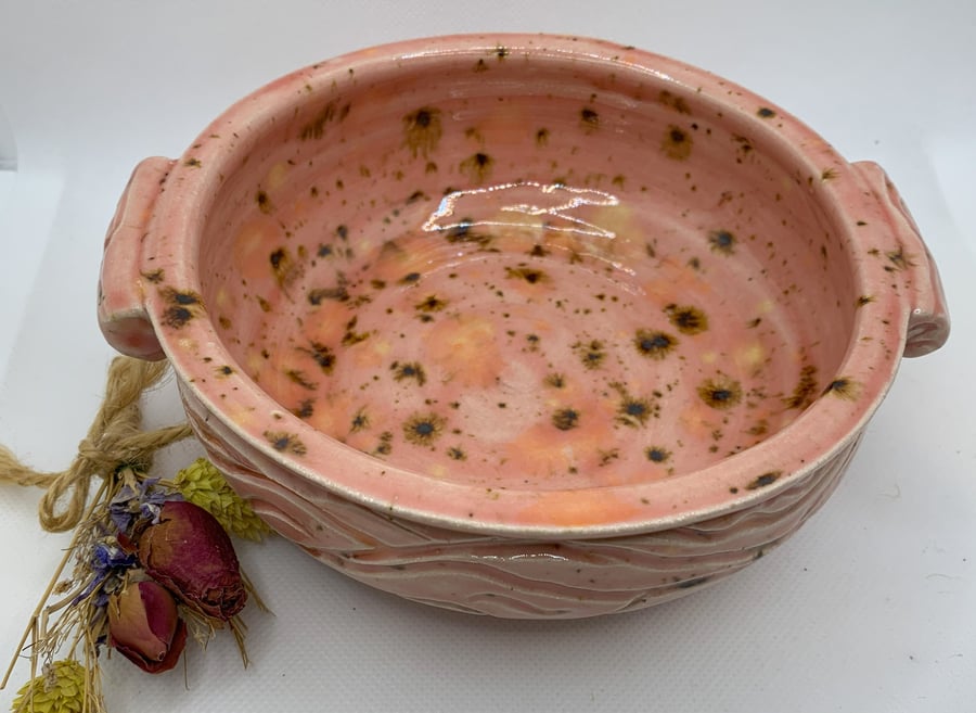 Pretty glazed serving bowl