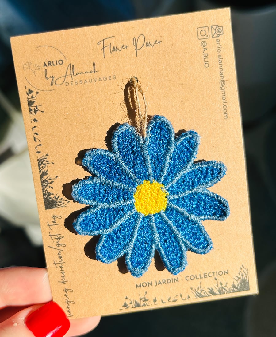 Flower Power Blue Embroidery