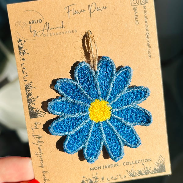 Flower Power Blue Embroidery