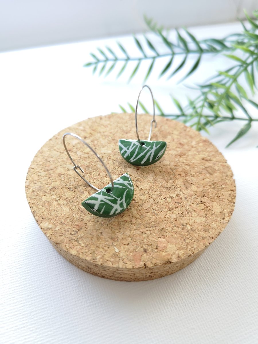 Dainty Fern Semi Circles On Hoops