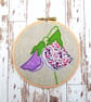 Purple sweet pea flowers. Finished embroidery, 5". - Image 1