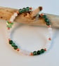 Moss Agate And Rose Quartz Bracelet With Swarovski Butterfly - Handmade In Devon - Image 6