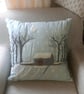 Winter Scene Free Motion Appliqued Cushion