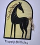 Happy Birthday Handmade card featuring a Black and Gold Horse  - Image 4