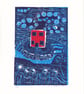 Little Red House in the Clouds - Lino Print with Chine Colle - Image 2