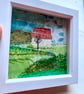 Little white barn, framed embroidered textile collage - Image 8